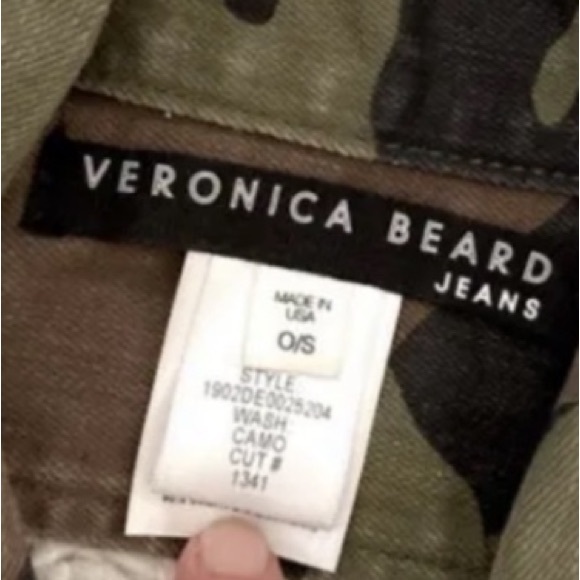 $248 Veronica Beard Slate Dickey Jacket insert Camo black tan green Denim 00-14 - Picture 7 of 15